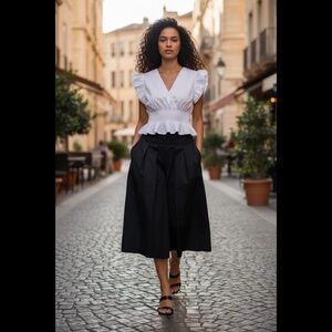 Monica Nera Paper Bag Waist Charlotte Skirt S Pleated